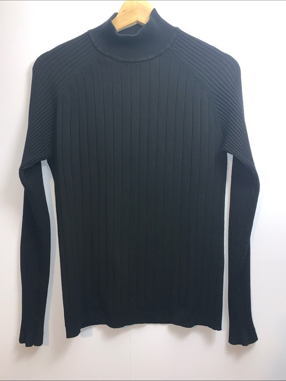 Men's Black Ribbed Pullover Mock Turtleneck Sweater